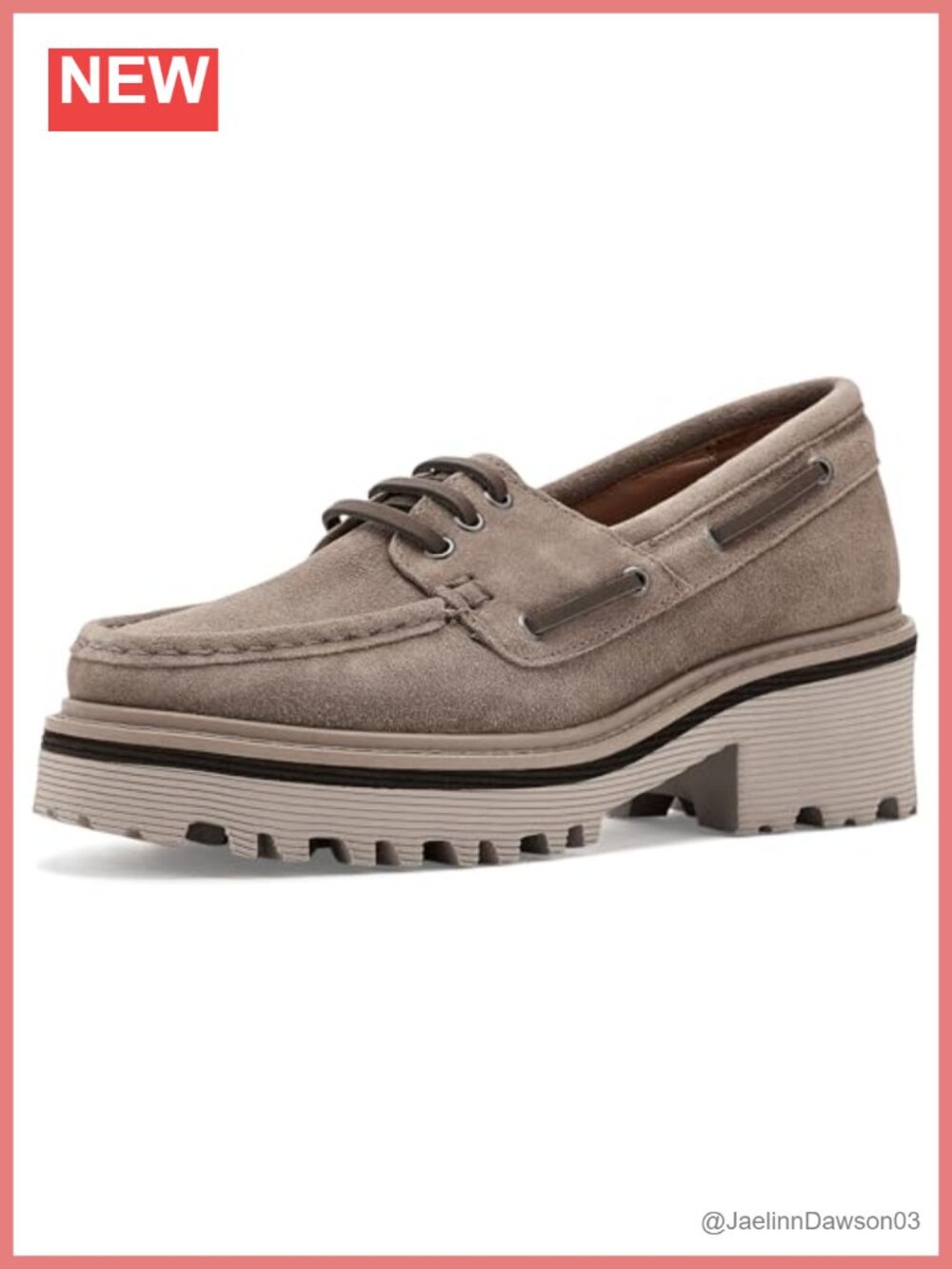 Women's Suede Boat Shoes with Lug Sole, Sheepskin Lining, EVA Outsole